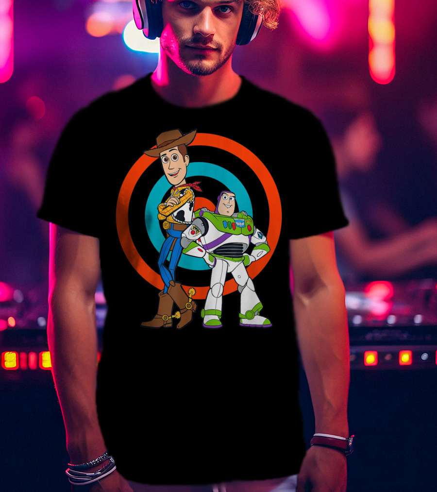 Toy Story Buzz Lightyear And Woody Target Background T-Shirt