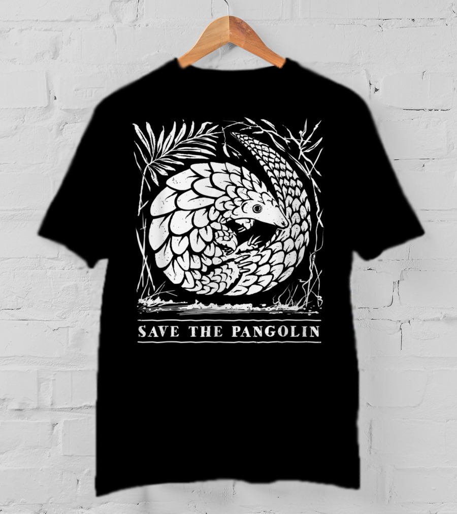 Endangered Species Save The Pangolin Circle Leaves T-Shirt
