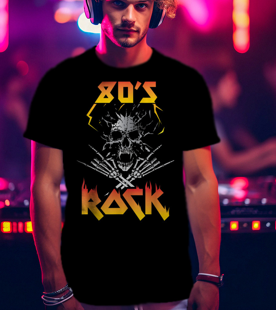80's Rock Skull And Skeleton For Eighties Rockers T-Shirt