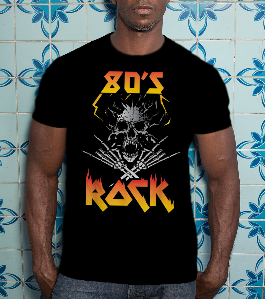 80's Rock Skull And Skeleton For Eighties Rockers T-Shirt
