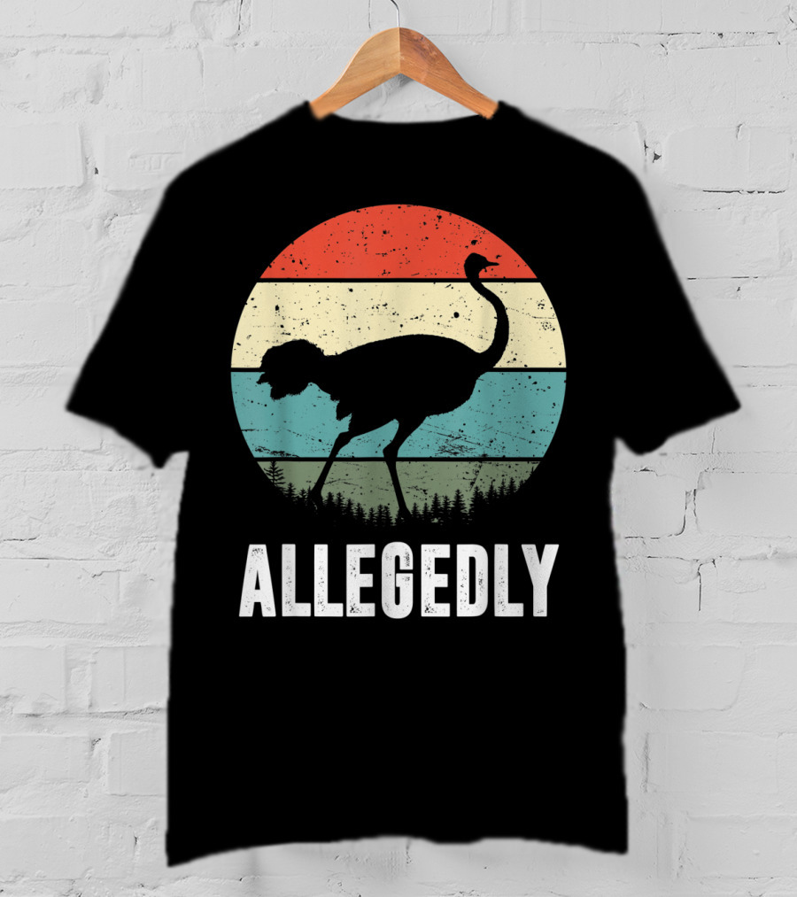 Allegedly Ostrich Silhouette Retro Stripes T-Shirt