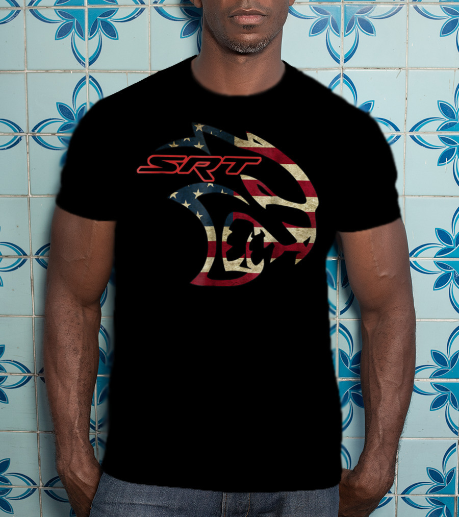 SRT Hellcat Dodge Vintage American Flag T-Shirt