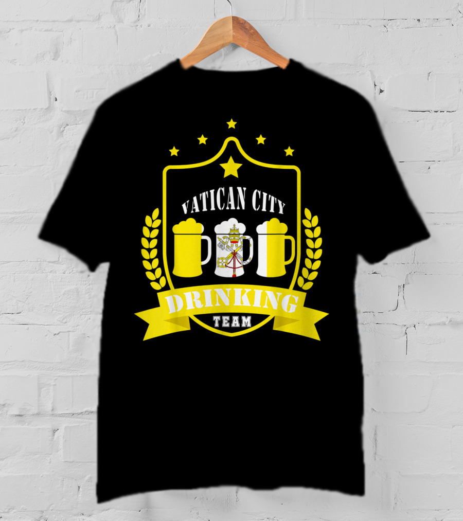 Vatican City Drinking Team Beer Crest Casual Teamwear T-Shirt