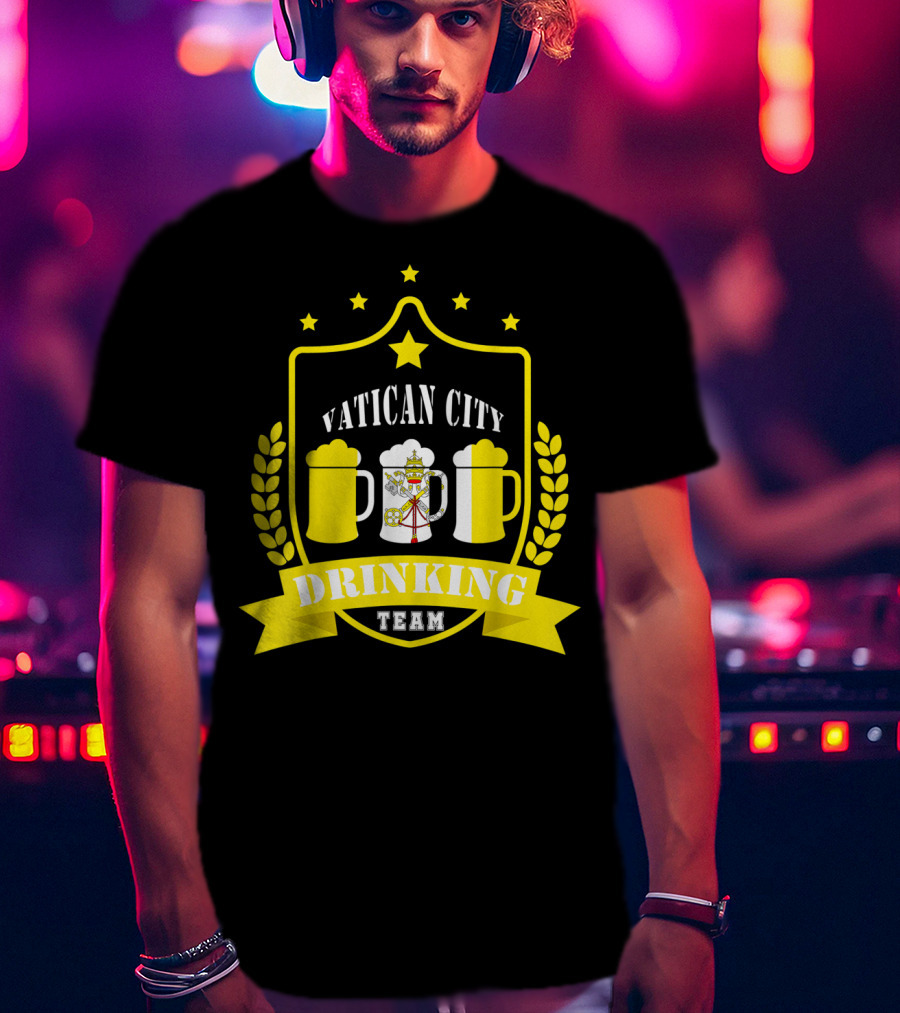 Vatican City Drinking Team Beer Crest Casual Teamwear T-Shirt