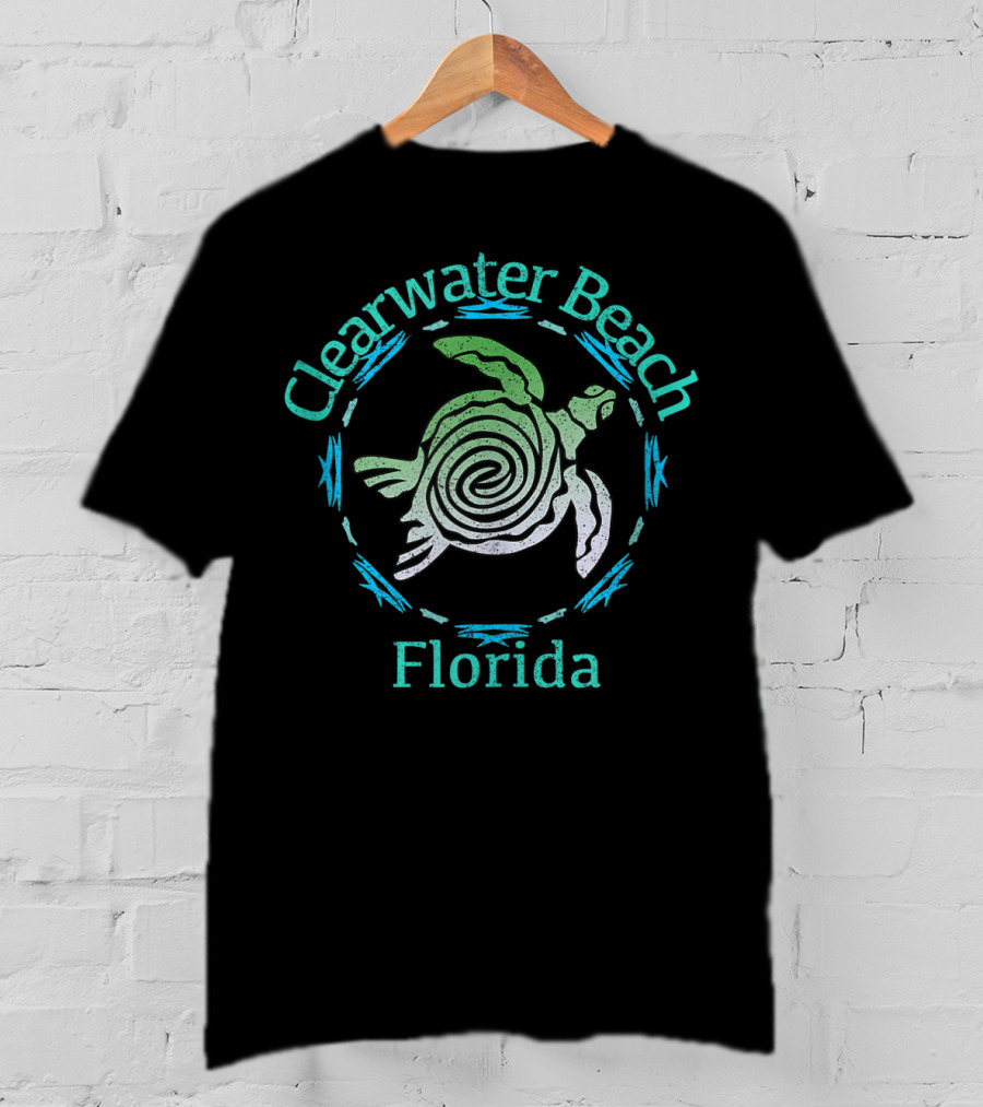 Clearwater Beach Florida Vintage Tribal Turtle T-Shirt
