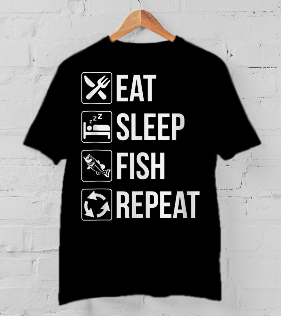Eat Sleep Fish Repeat Tank Top Funny Fishing Fisherman Iconic Routine Symbols T-Shirt