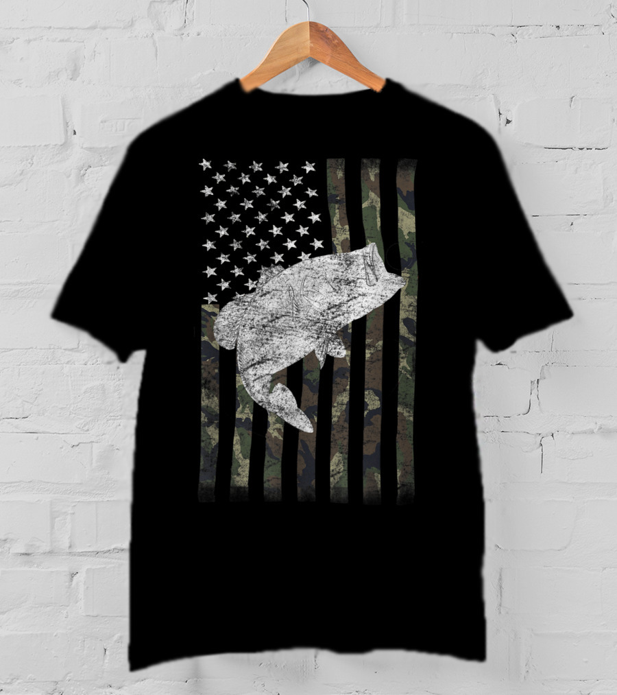 Camouflage American Flag Bass T-Shirt