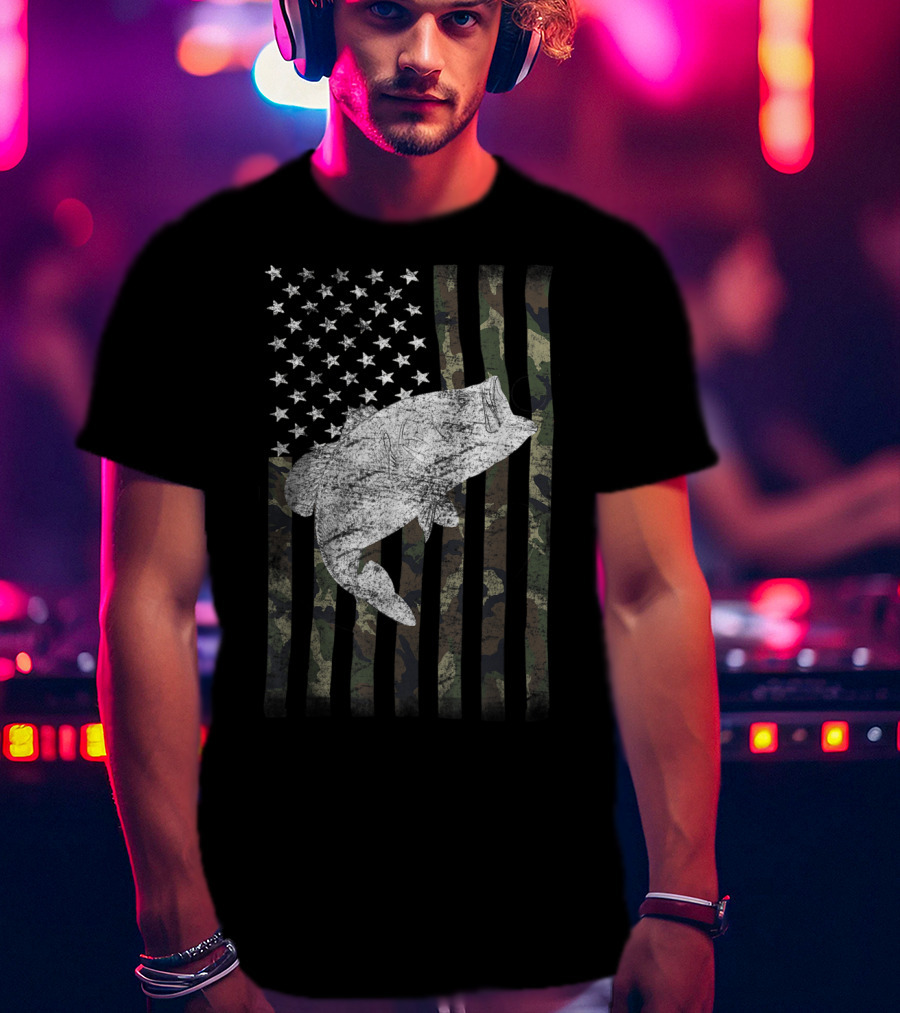 Camouflage American Flag Bass T-Shirt