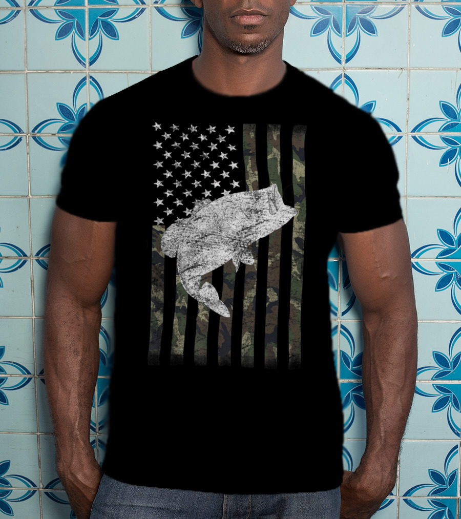 Camouflage American Flag Bass T-Shirt