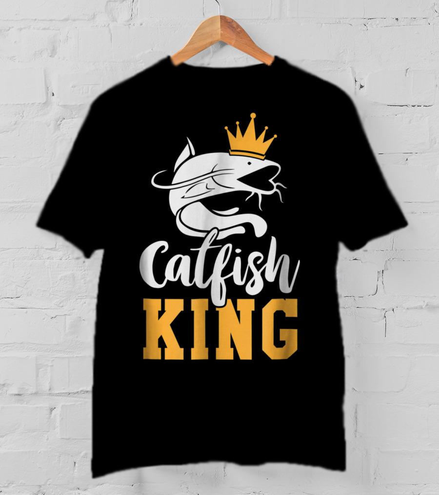 Catfish King Crowned Fishing Humor Trophy T-Shirt