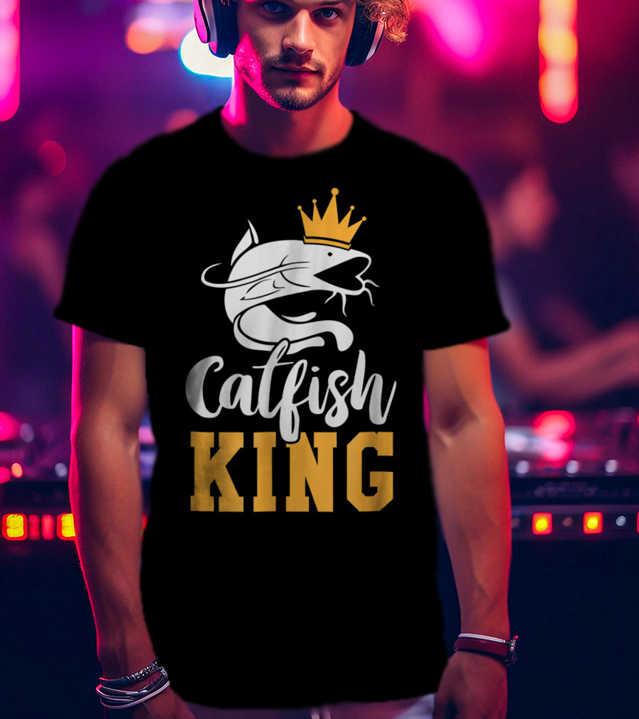 Catfish King Crowned Fishing Humor Trophy T-Shirt