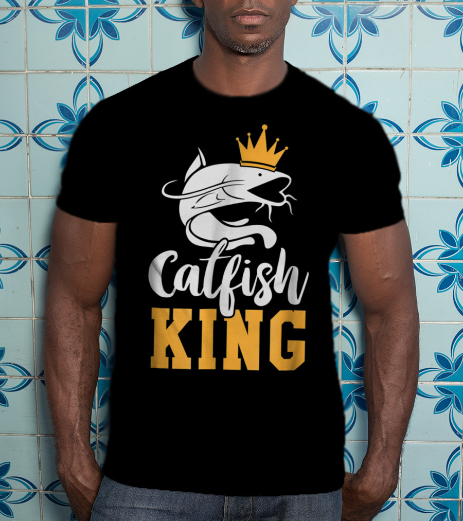 Catfish King Crowned Fishing Humor Trophy T-Shirt