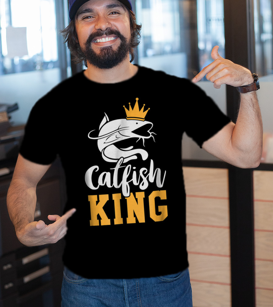Catfish King Crowned Fishing Humor Trophy T-Shirt