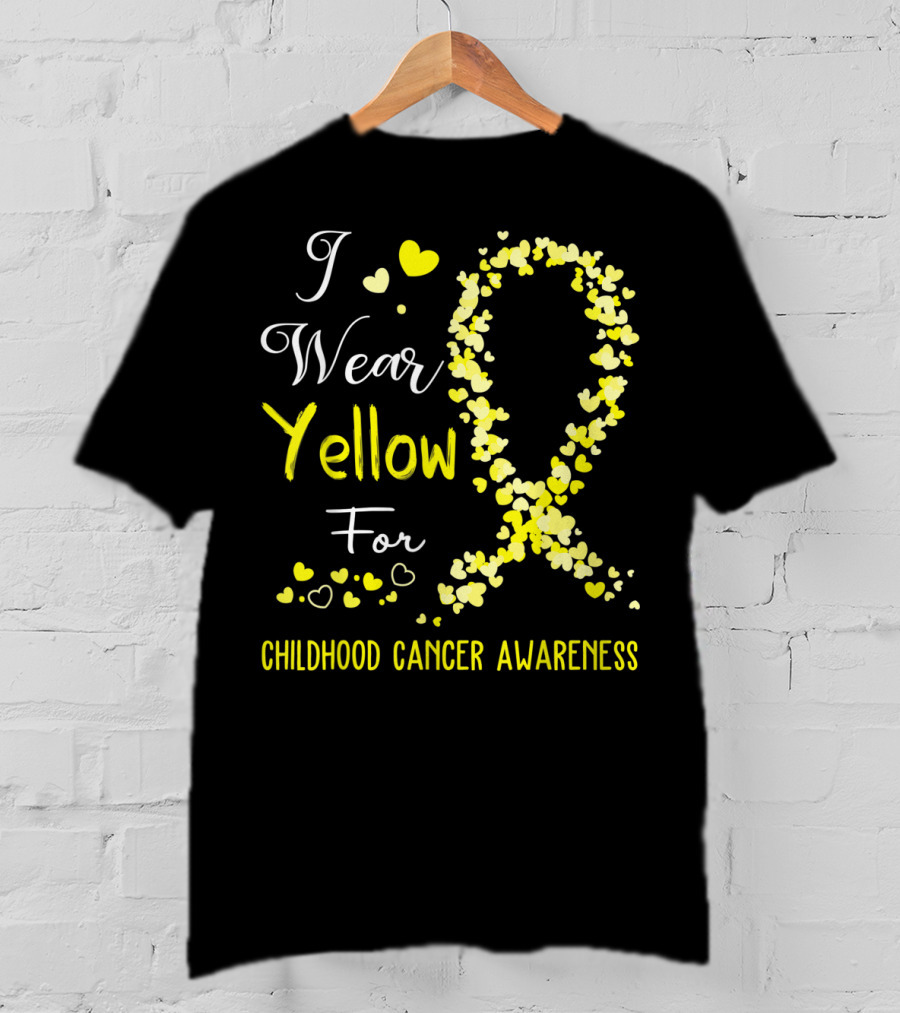 I Wear Yellow For Childhood Cancer Awareness Heart T-Shirt