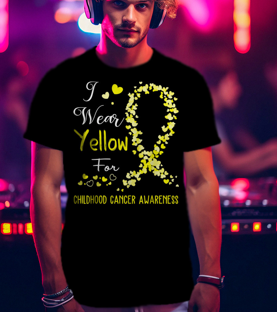 I Wear Yellow For Childhood Cancer Awareness Heart T-Shirt