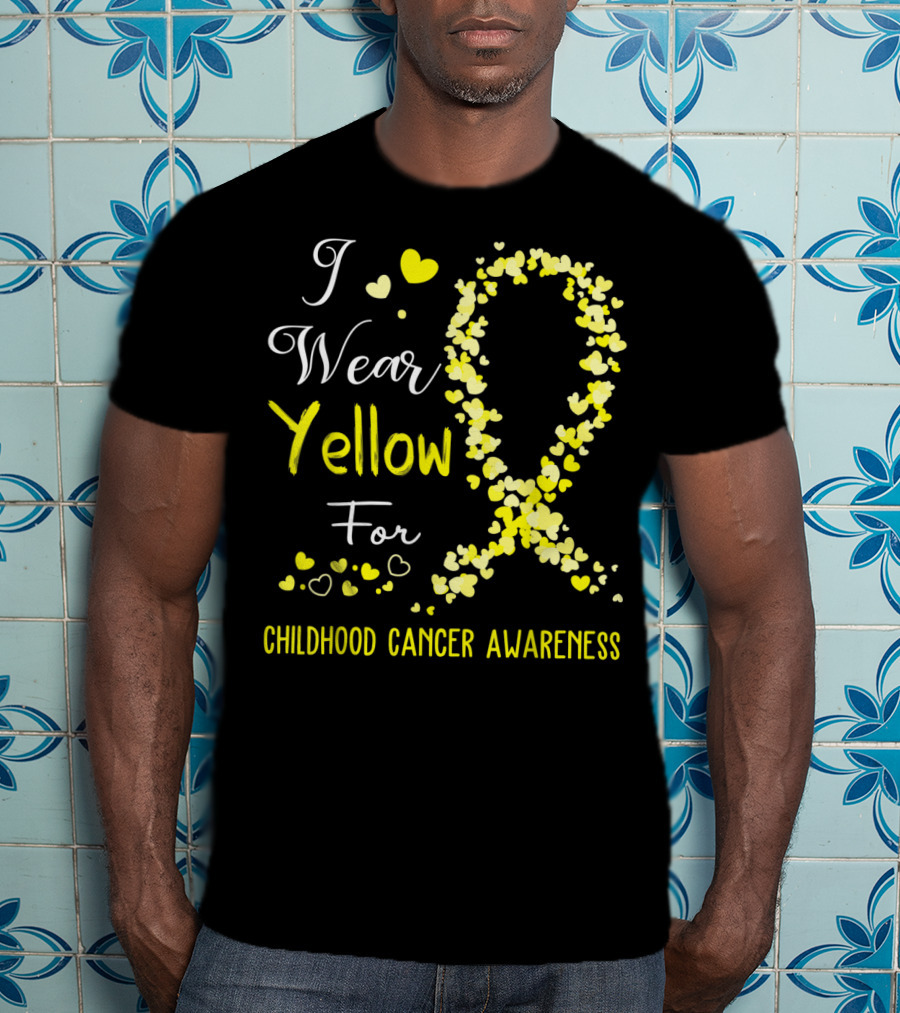 I Wear Yellow For Childhood Cancer Awareness Heart T-Shirt