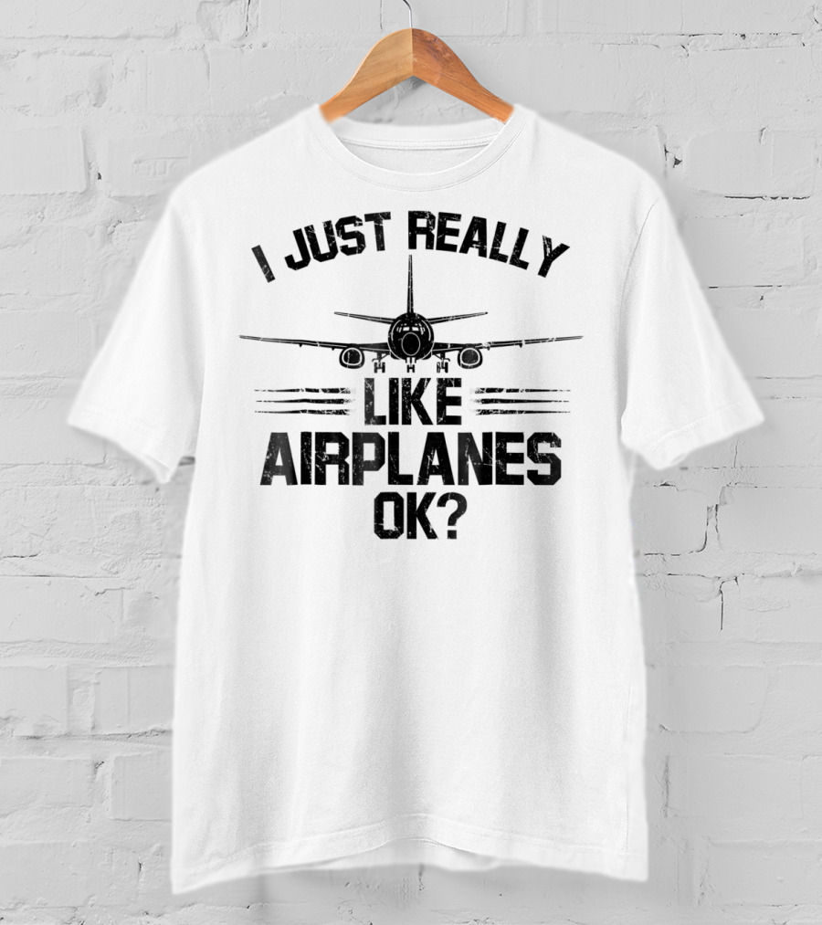 I Just Really Like Airplanes Ok? Airplane Front View T-Shirt