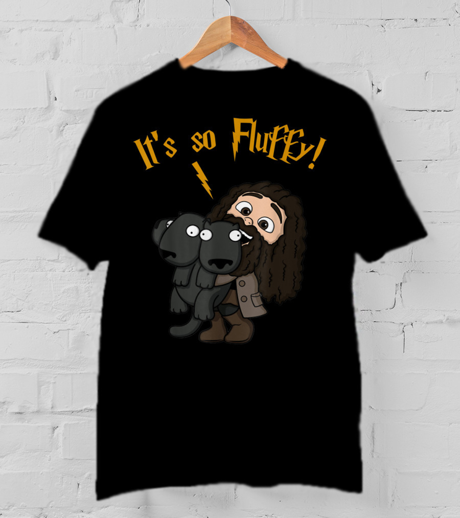 It's So Fluffy Funny Harry Magical Wizard Potter Hagrid Holding Fluffy Three-Headed Dog T-Shirt