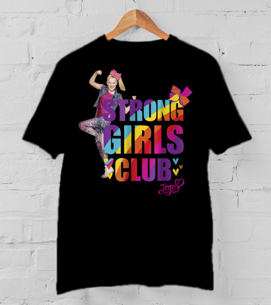 Jojo Siwa Strong Girls Club Rainbow Hearts And Bow Flex T-Shirt