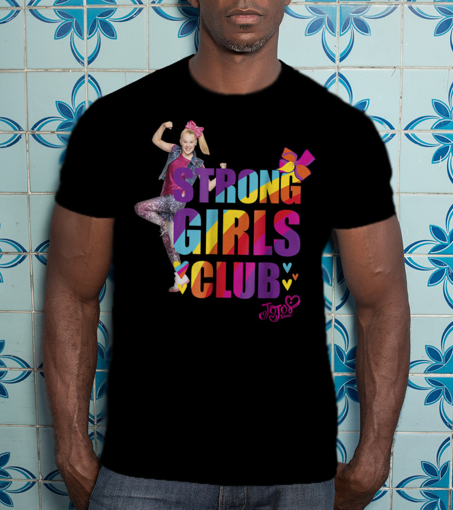 Jojo Siwa Strong Girls Club Rainbow Hearts And Bow Flex T-Shirt