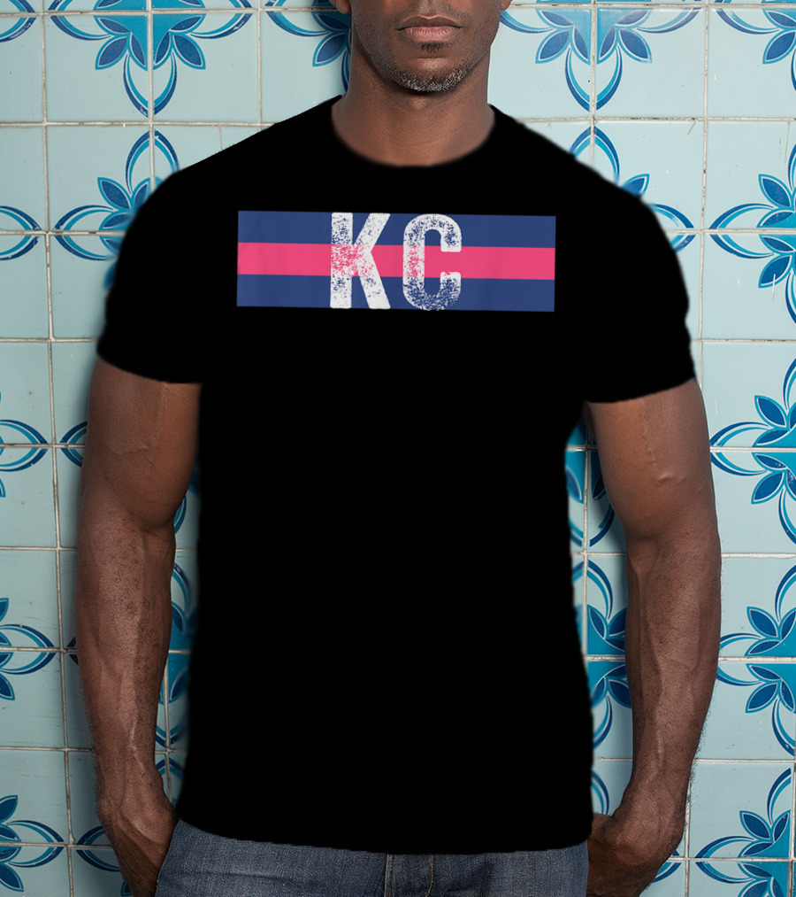 KC Royal Blue Pink Vintage Kansas City Stripes T-Shirt