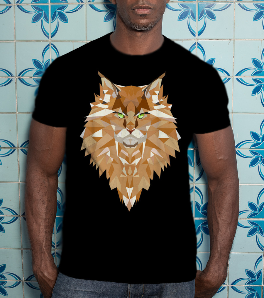 Maine Coon Cat Geometric T-Shirt