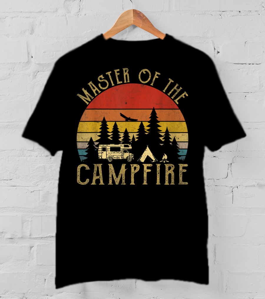 Master Of The Campfire Vintage RV Adventure Camping Scene T-Shirt