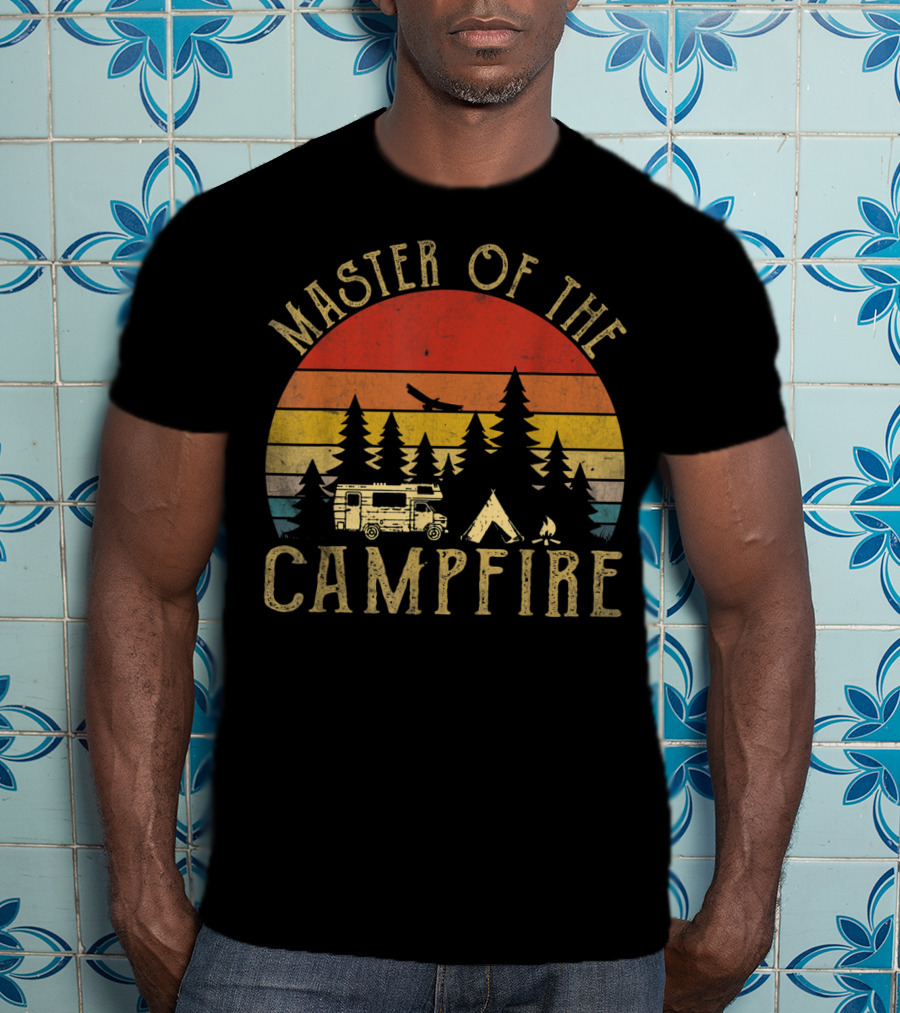 Master Of The Campfire Vintage RV Adventure Camping Scene T-Shirt