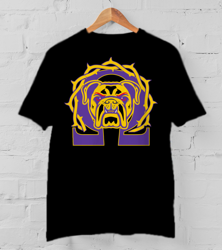 Omega Que Dawg Psi Phi Purple Gold Bulldog T-Shirt