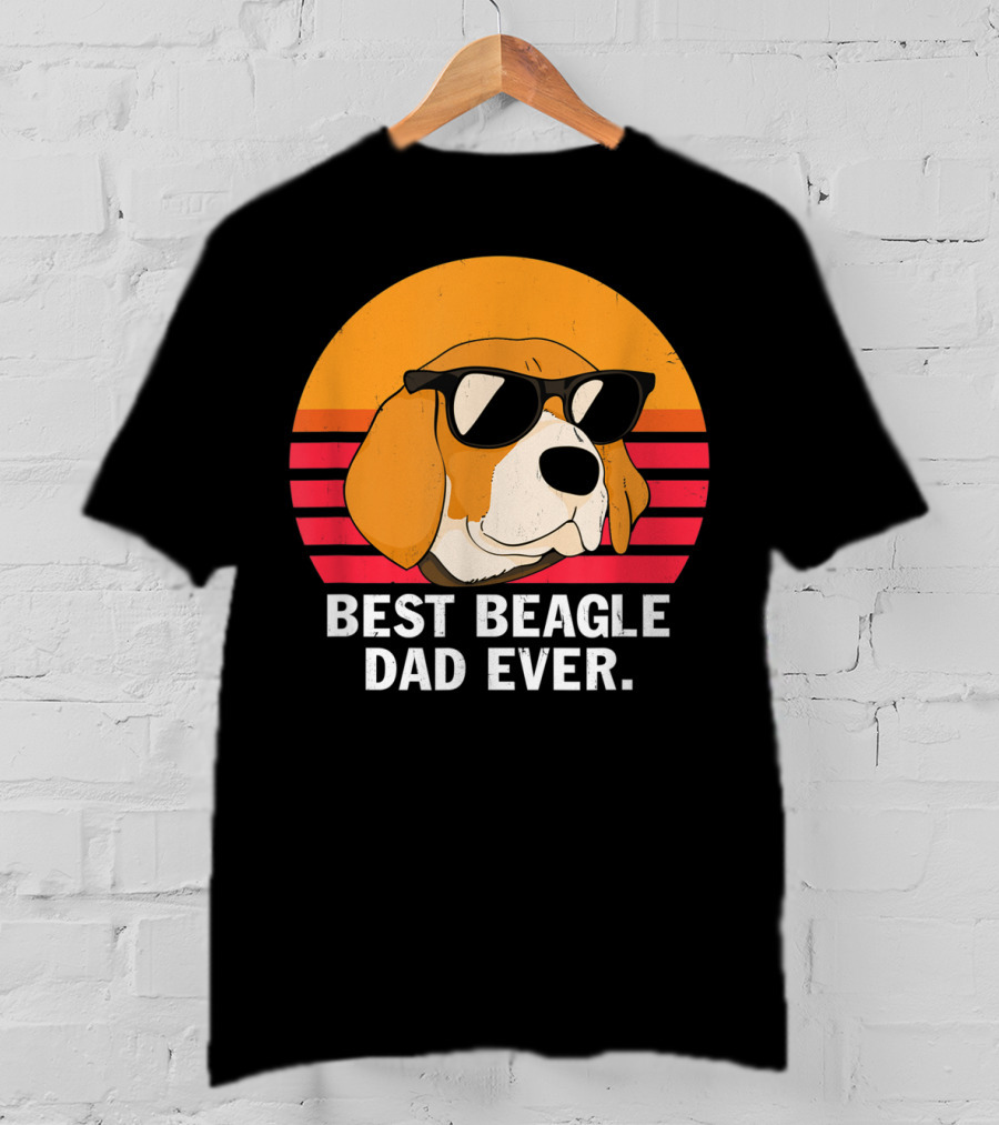 Best Beagle Dad Ever Vintage Style Beagle With Sunglasses T-Shirt