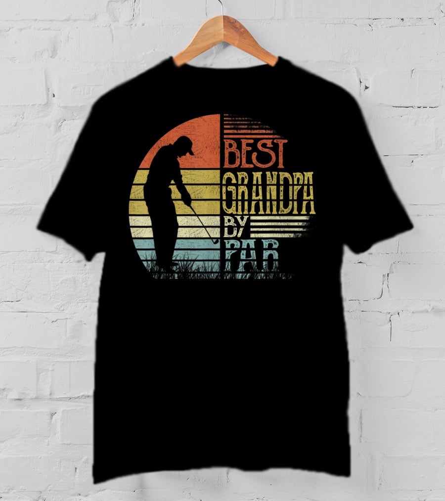 Best Grandpa By Par Father's Day Golf Vintage Retro T-Shirt