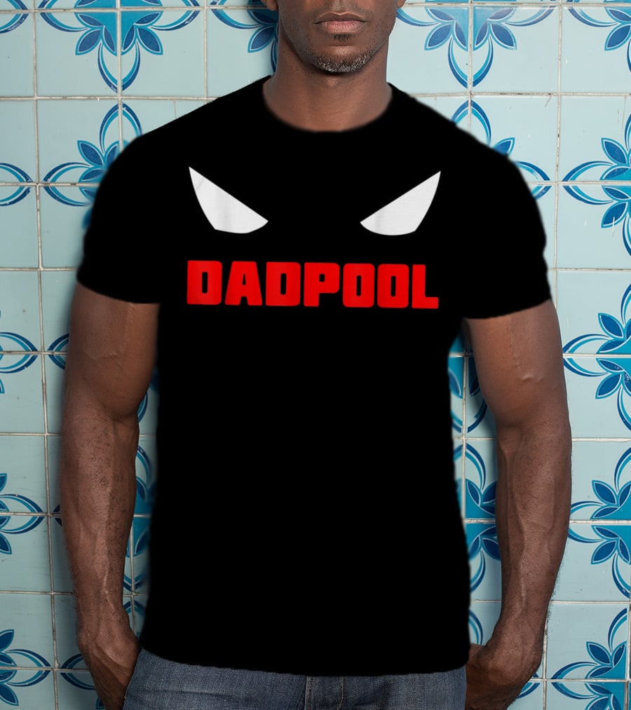 Dadpool Mens Funny Superhero Superdad With Iconic Mask Eyes T-Shirt