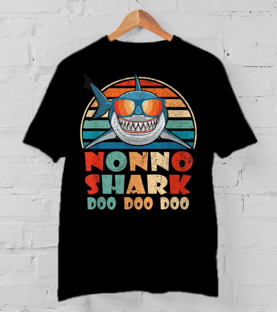 Nonno Shark Doo Doo Doo Retro Sunglasses Vintage Family Birthday T-Shirt