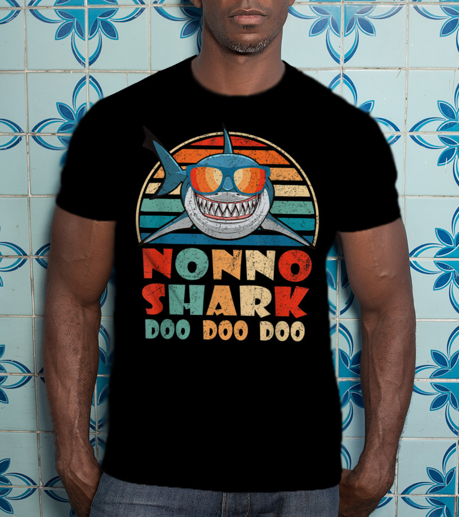 Nonno Shark Doo Doo Doo Retro Sunglasses Vintage Family Birthday T-Shirt