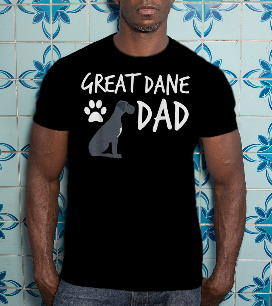 Great Dane Dad Dog Paw Print Puppy Lover T-Shirt