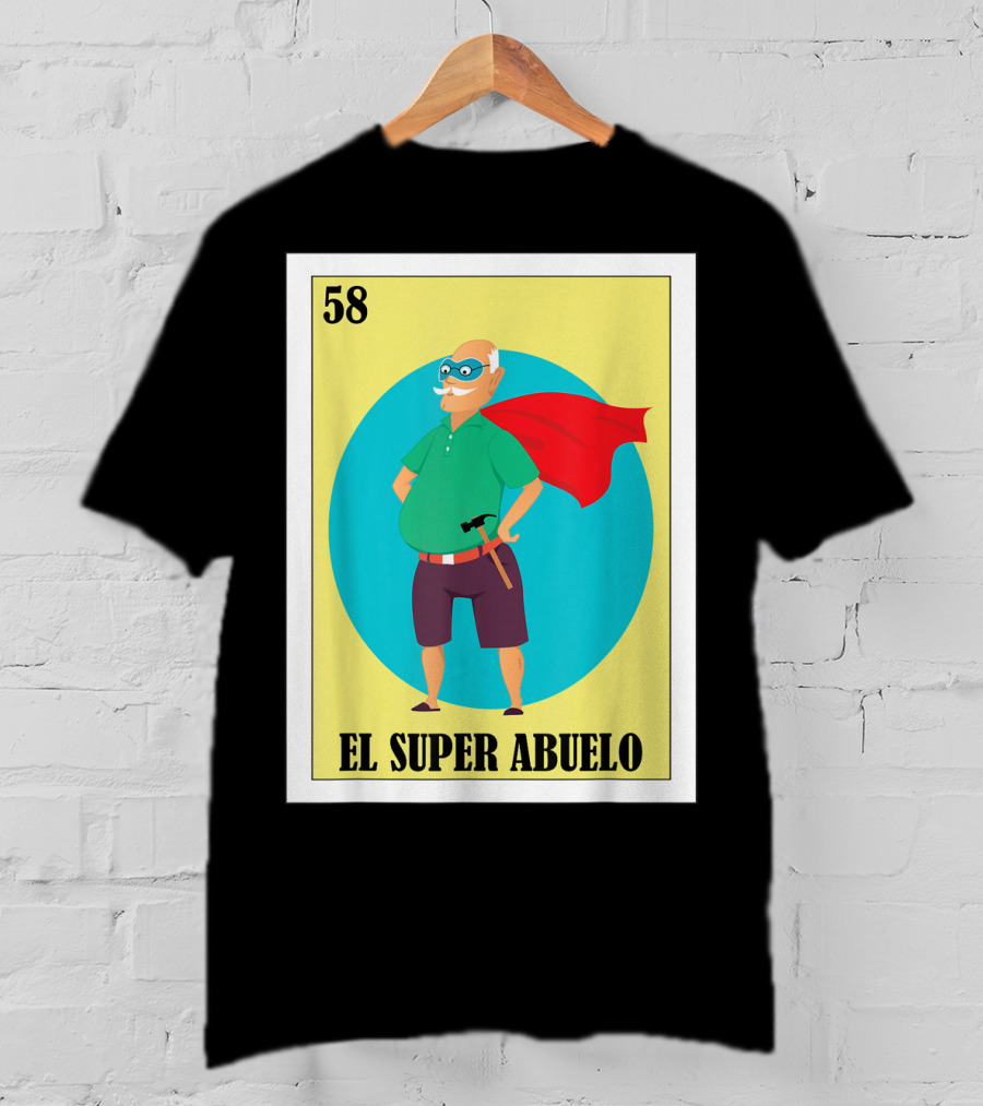 58 Mens Loteria El Super Abuelo Reg Hero Grandpa T-Shirt