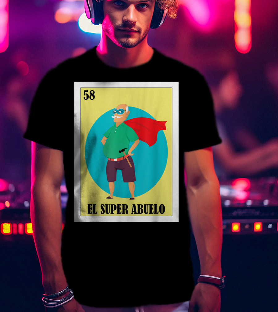 58 Mens Loteria El Super Abuelo Reg Hero Grandpa T-Shirt