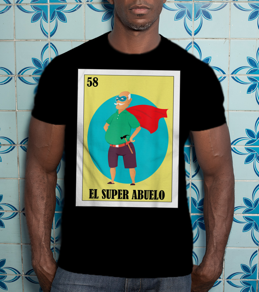 58 Mens Loteria El Super Abuelo Reg Hero Grandpa T-Shirt