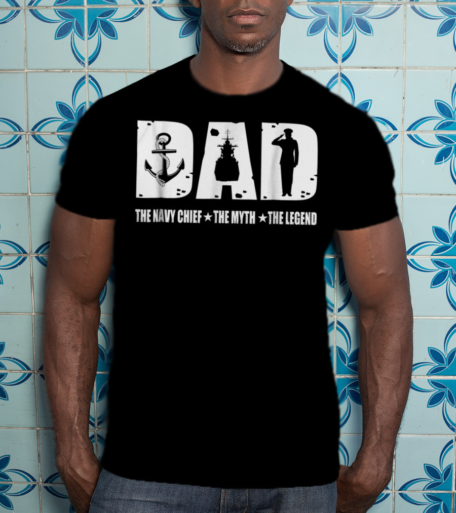 Mens Veteran Dad The Navy Chief The Myth The Legend T-Shirt