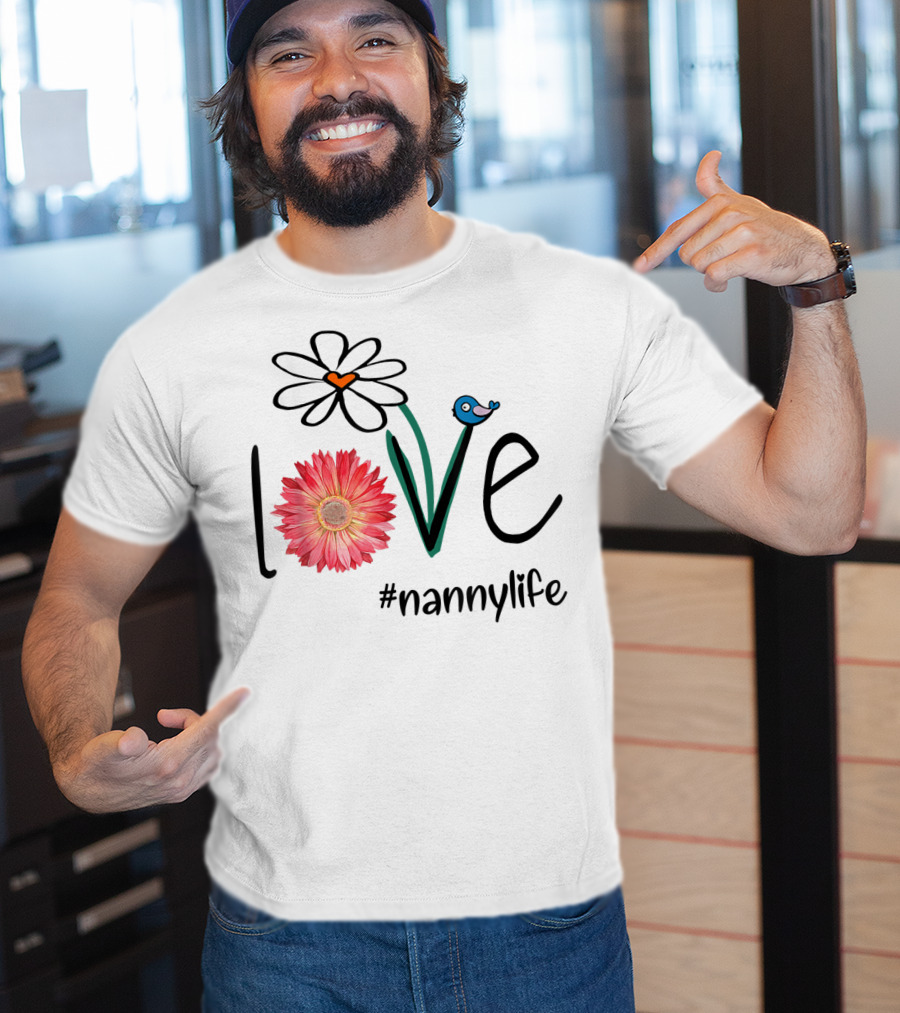Love Floral Heart Mom Nanny Life #mimilife T-Shirt