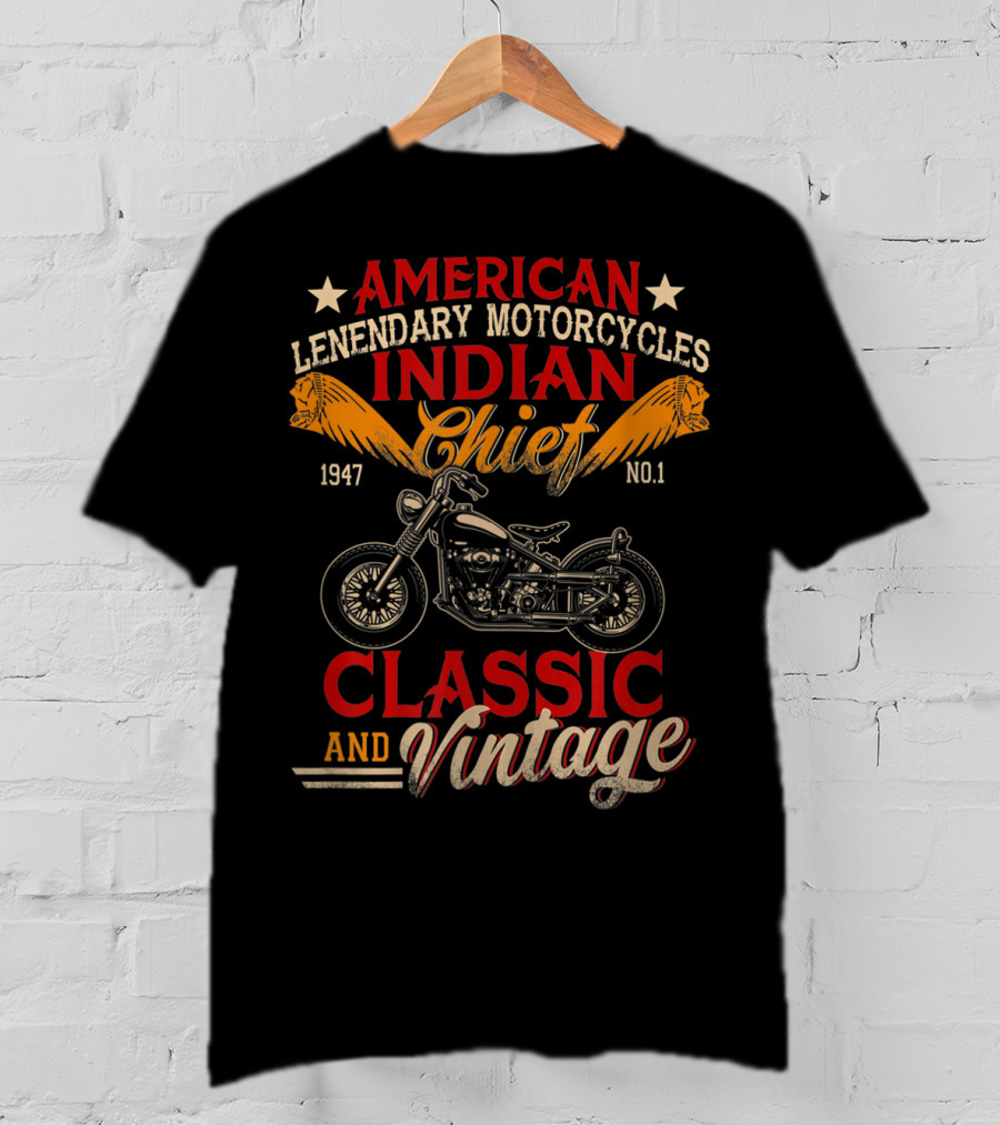 American Legendary Motorcycles Indian Chief 1947 No.1 Classic And Vintage T-Shirt
