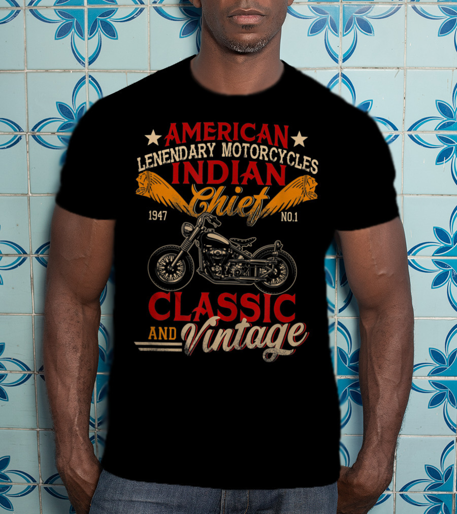 American Legendary Motorcycles Indian Chief 1947 No.1 Classic And Vintage T-Shirt