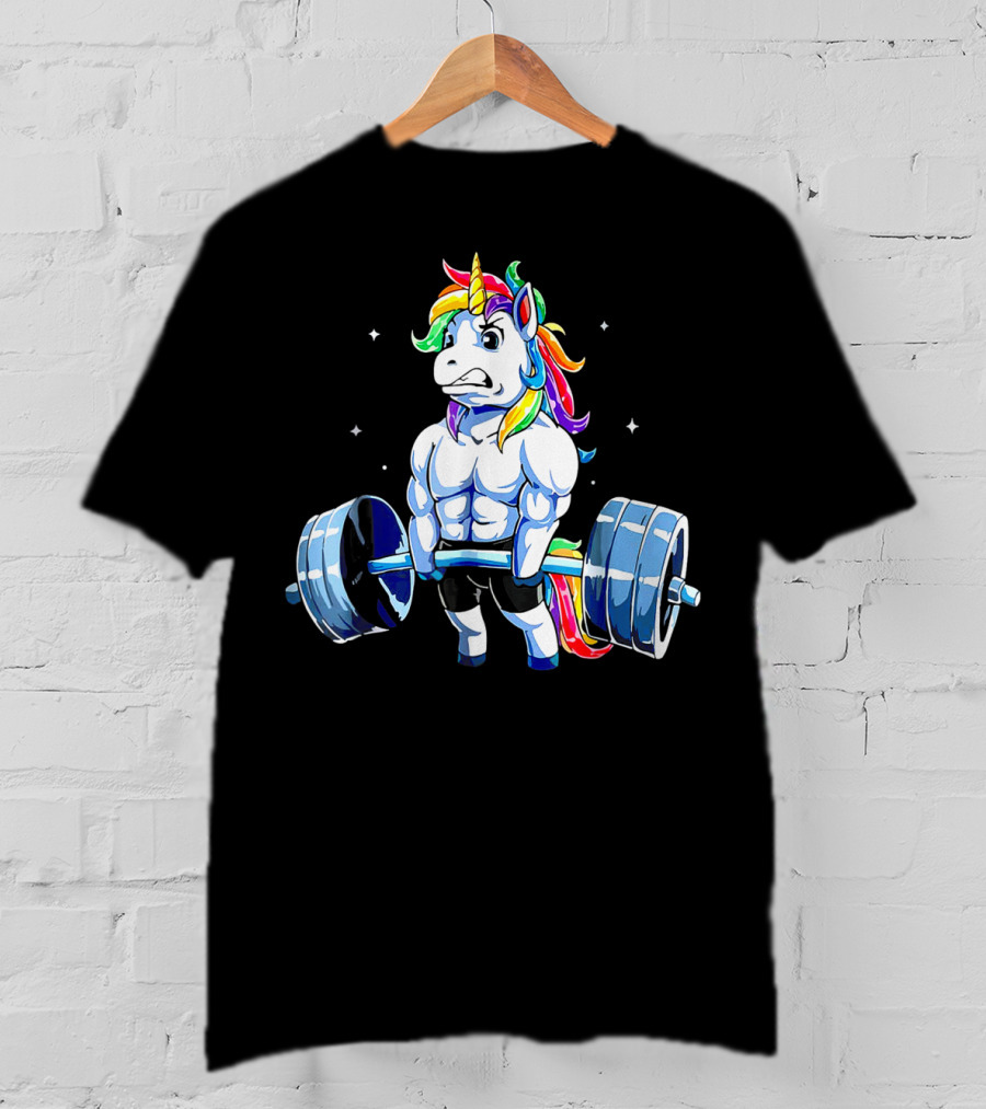 Muscle Unicorn Rainbow Powerlifting T-Shirt