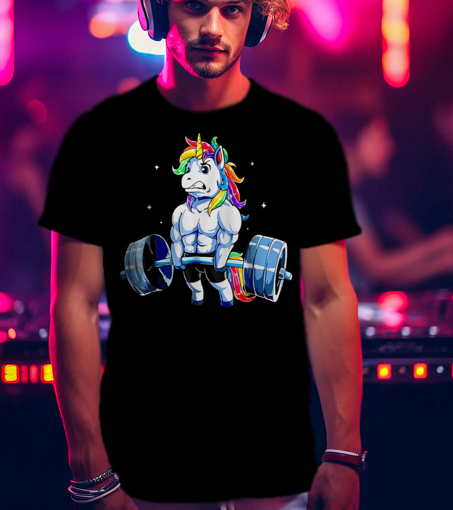 Muscle Unicorn Rainbow Powerlifting T-Shirt