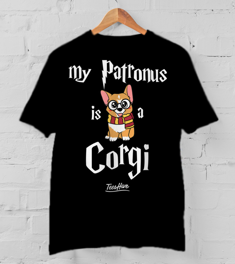 My Patronus Is A Corgi Dog Funny Corgi Love TeesHive T-Shirt