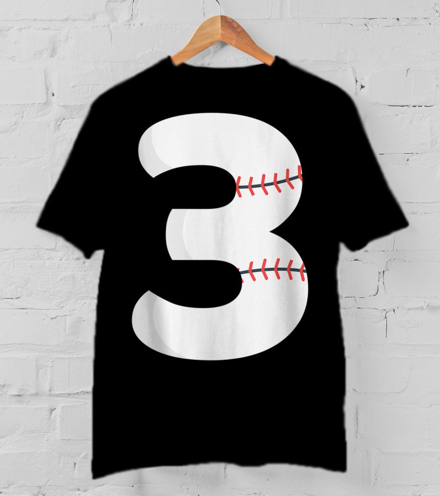 Number 3 Baseball Pitcher Batter Team Concept T-Shirt