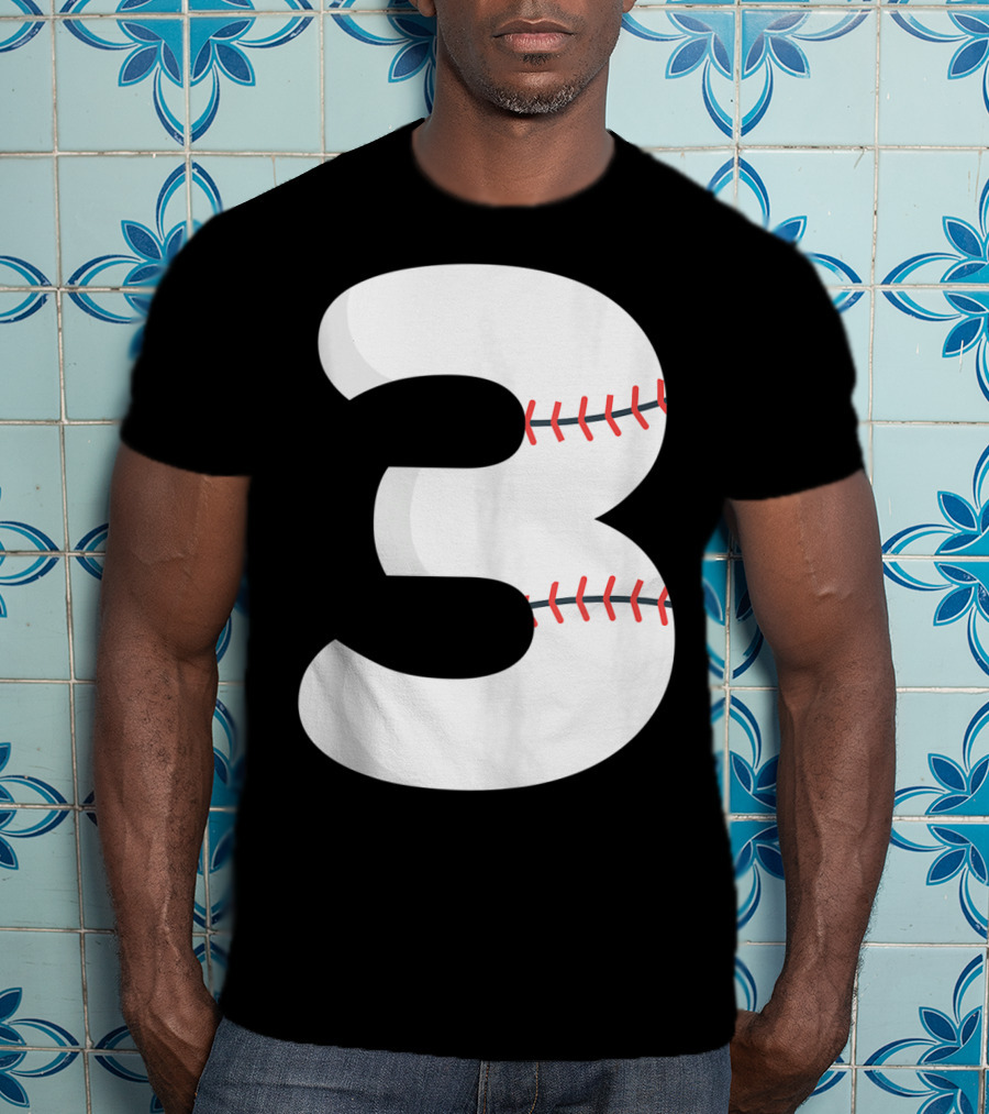 Number 3 Baseball Pitcher Batter Team Concept T-Shirt