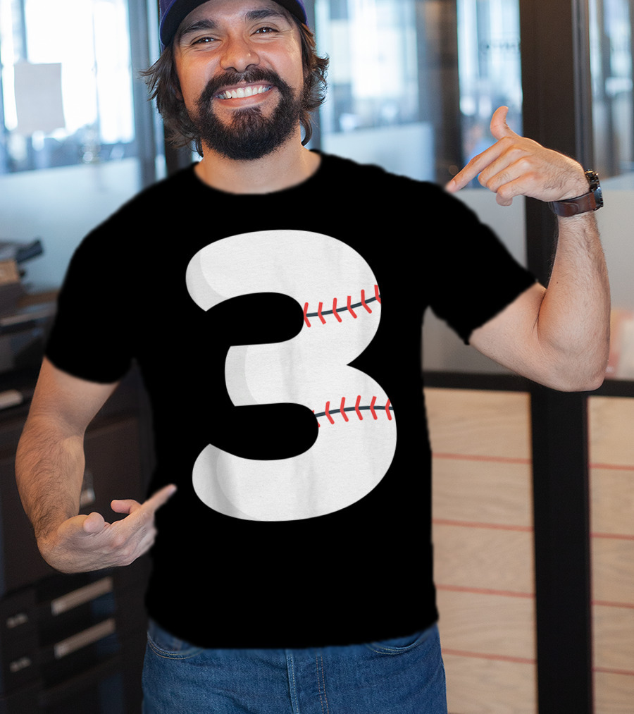 Number 3 Baseball Pitcher Batter Team Concept T-Shirt