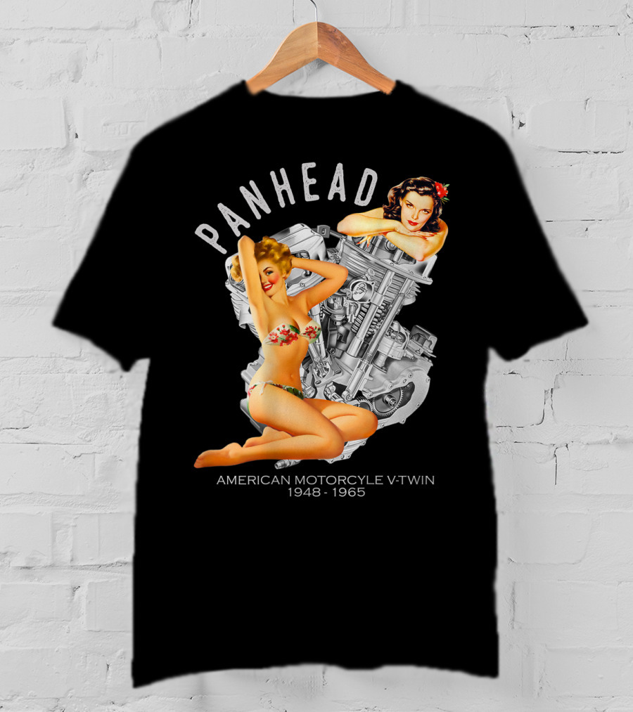 Panhead American Motorcycle V-Twin 1948-1965 Pinup T-Shirt
