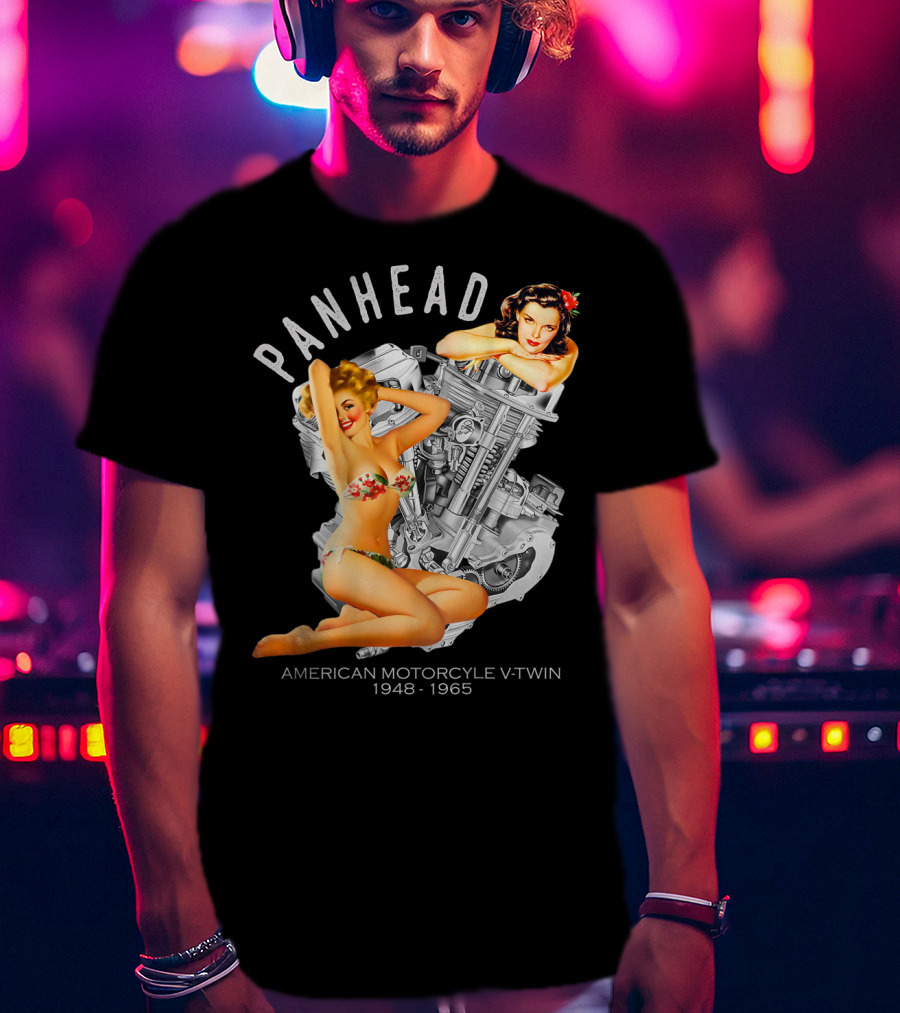 Panhead American Motorcycle V-Twin 1948-1965 Pinup T-Shirt